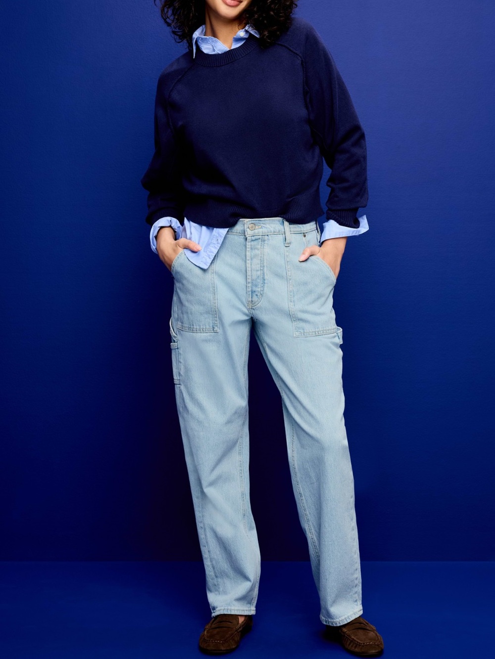 OLD NAVY Mid-Rise Utility Slouchy Straight Jeans
